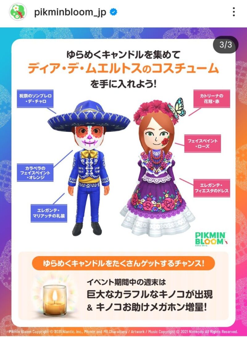 「ディア・デ・ムエルトス」イベントで入手できるMiiコスチューム