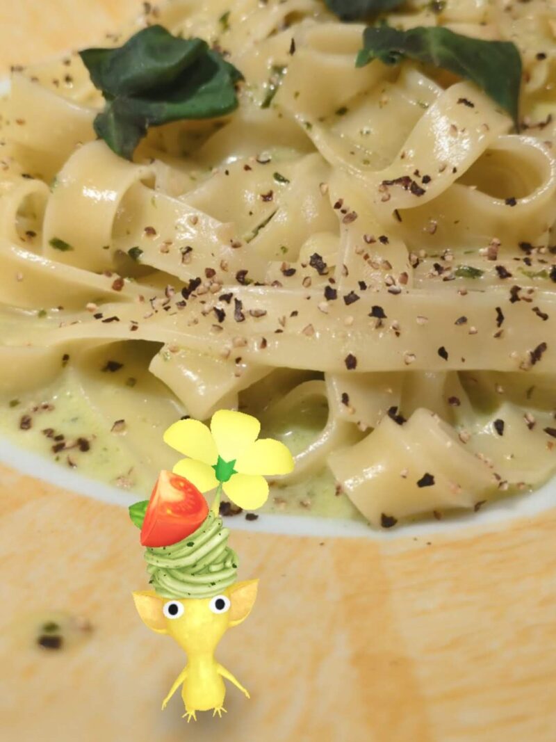 パスタのデコピクミンのAR写真
